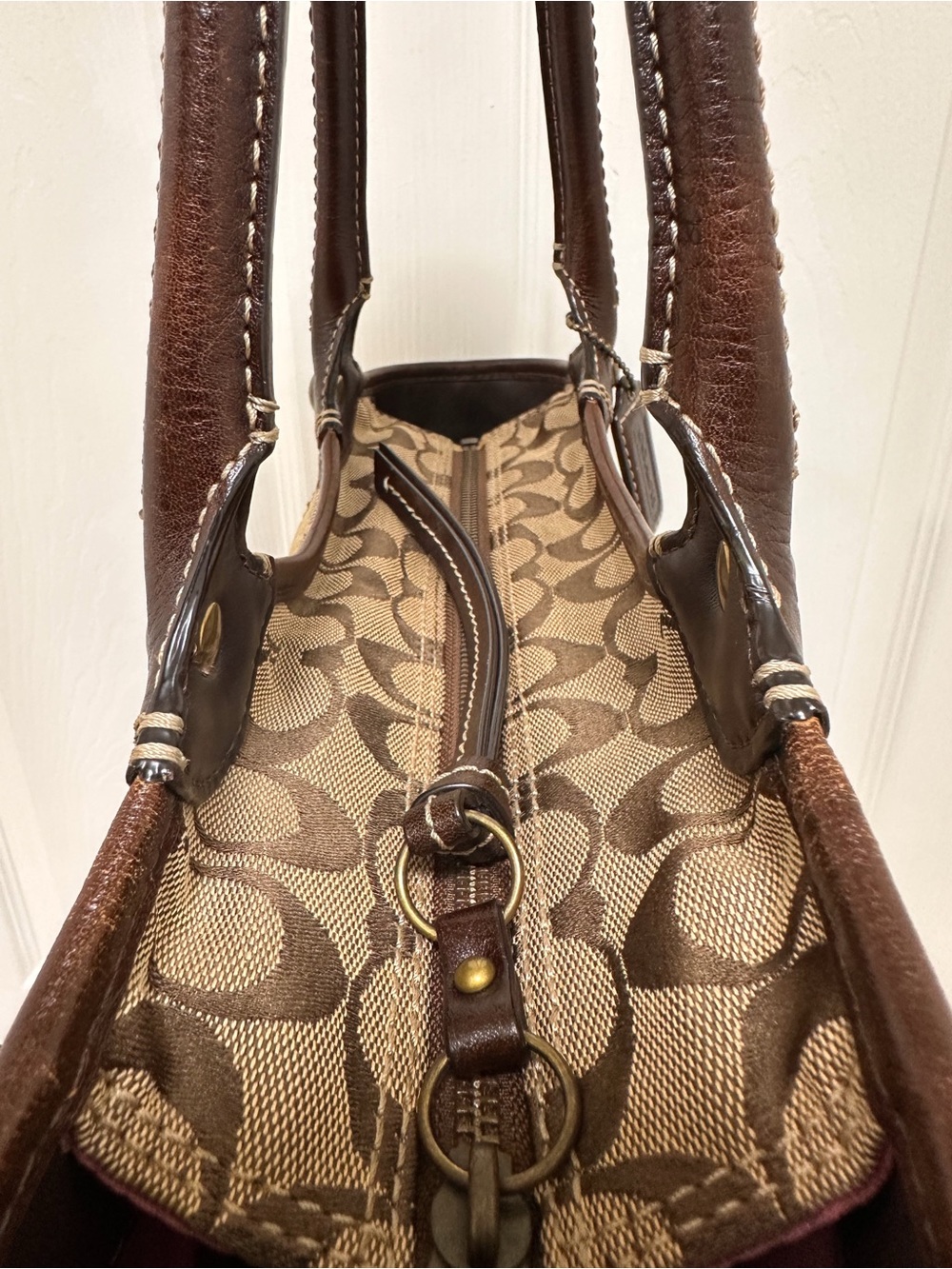 Coach Bleecker Patchwork Signature Jacquard Leather Animal Print Large Tote Y2K - Picture 11 of 17